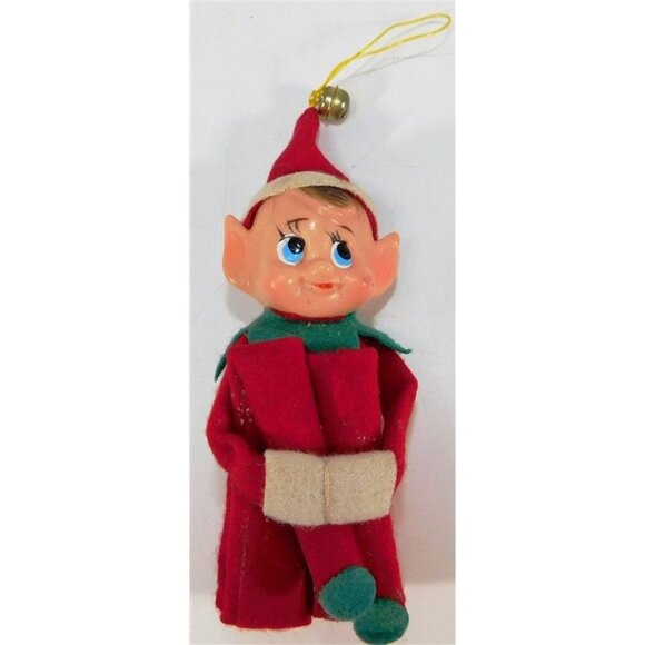 347/1150 Vintage Knee Hugger Pixie Vinyl Elf Ornament - 2 in X 2 in X 4 in - Picture 1 of 4